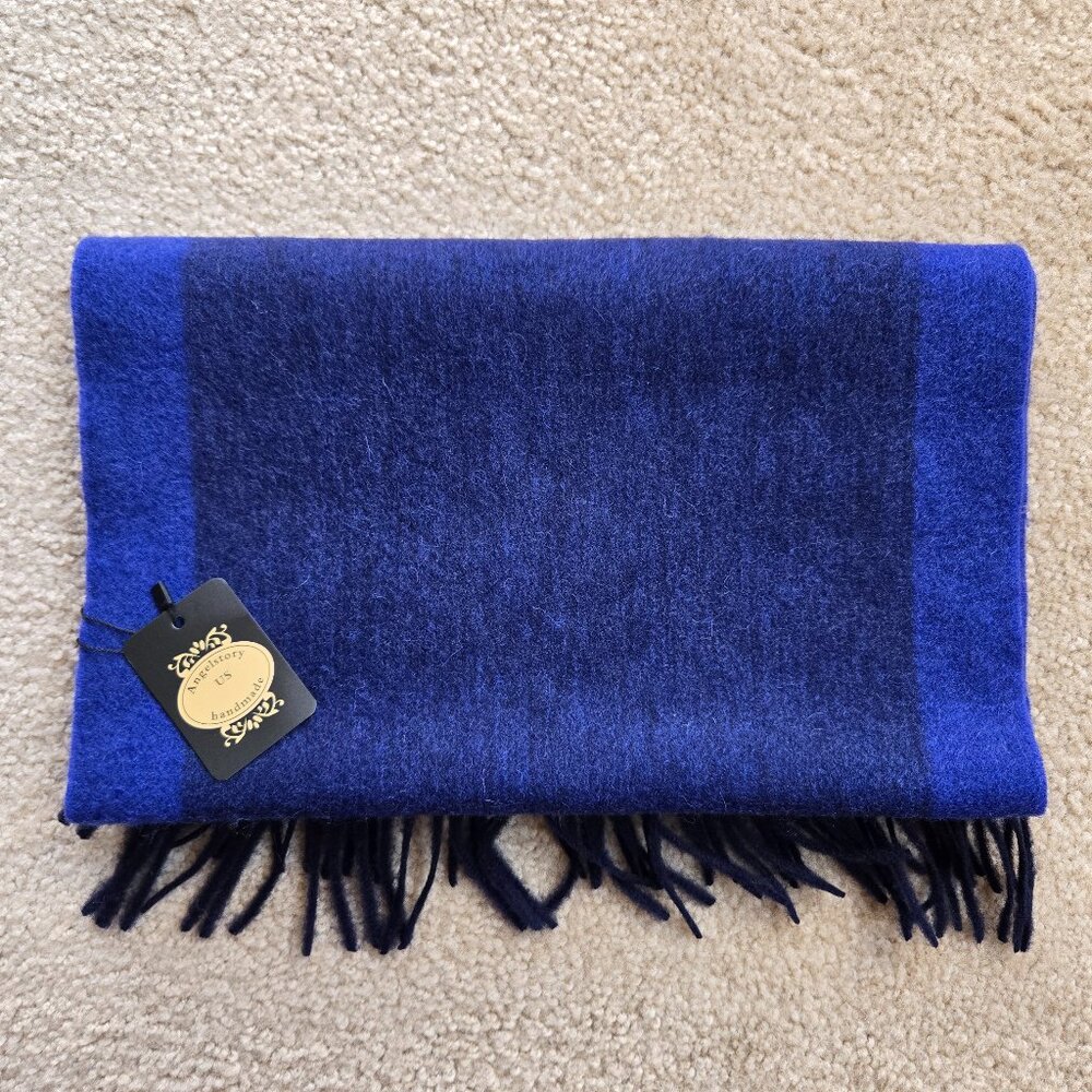 NWT AngelStory Blue Wool Scarf Fringed